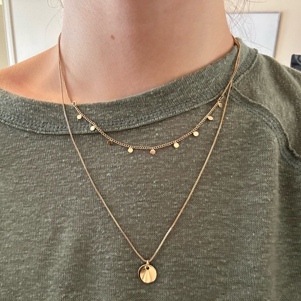 Gold Double Layered Circle Necklace